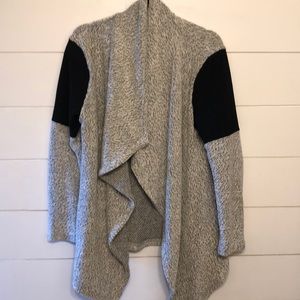 Moto-inspired open drape cardigan